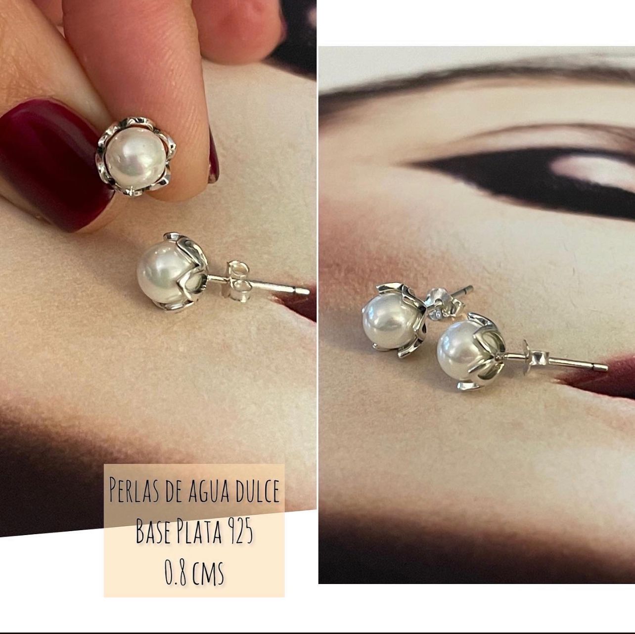 Aros Hippie Chic perlas agua dulce base plata 925