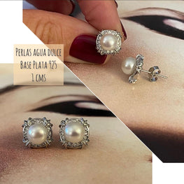 Aros Hippie Chic perla agua dulce base plata 925