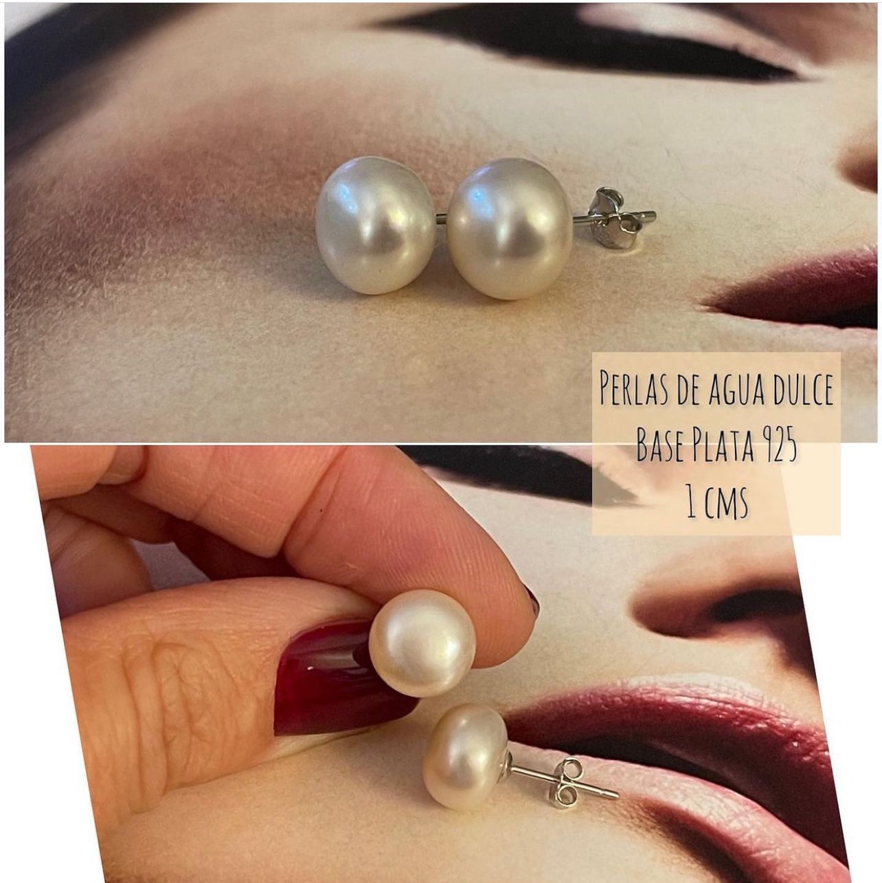 Aros Hippie Chic perlas de agua dulce base plata 925, diseño simple