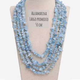 Collar Hippie Chic piedras chip Aguamarina