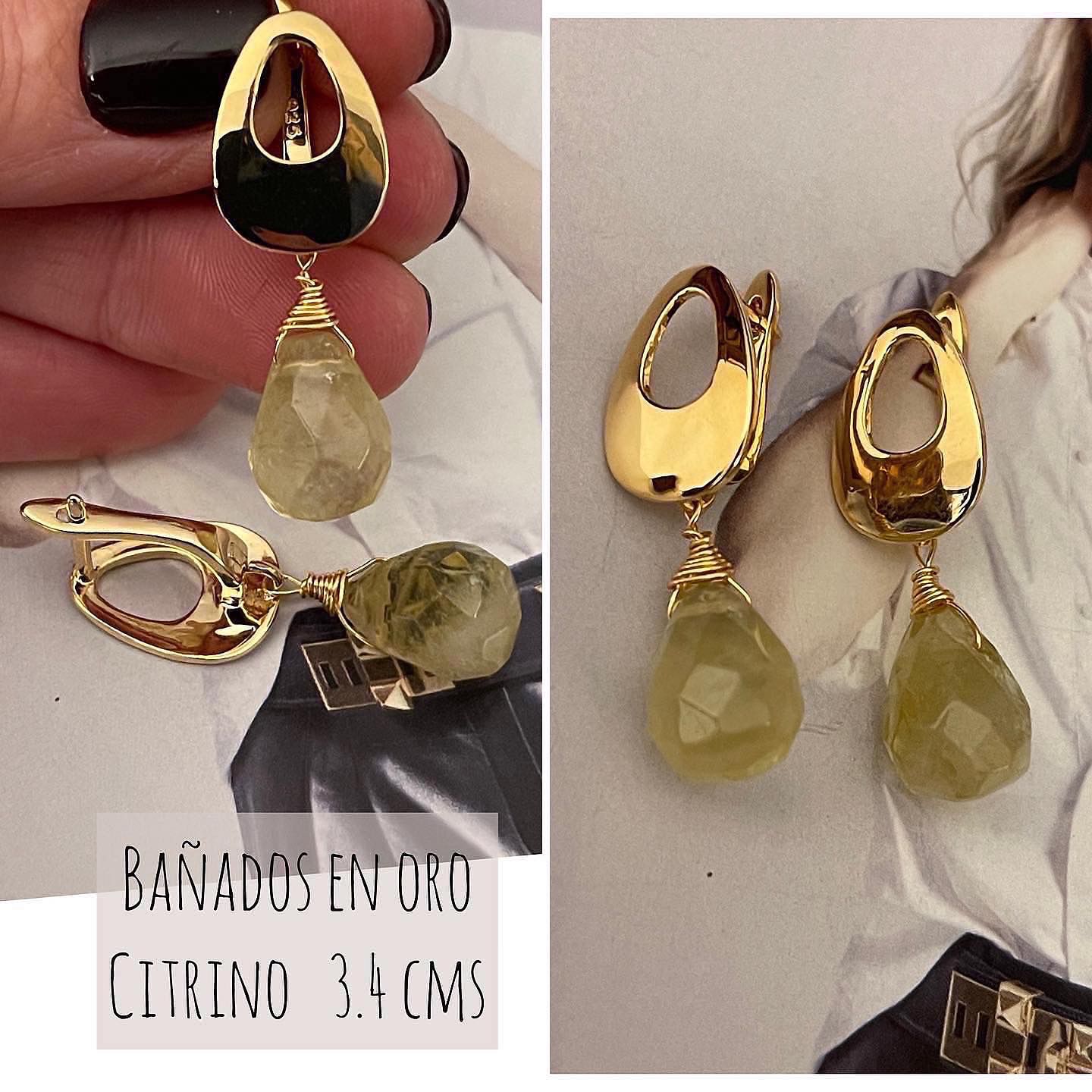 Aros Hippie Chic bañados en oro, Citrino